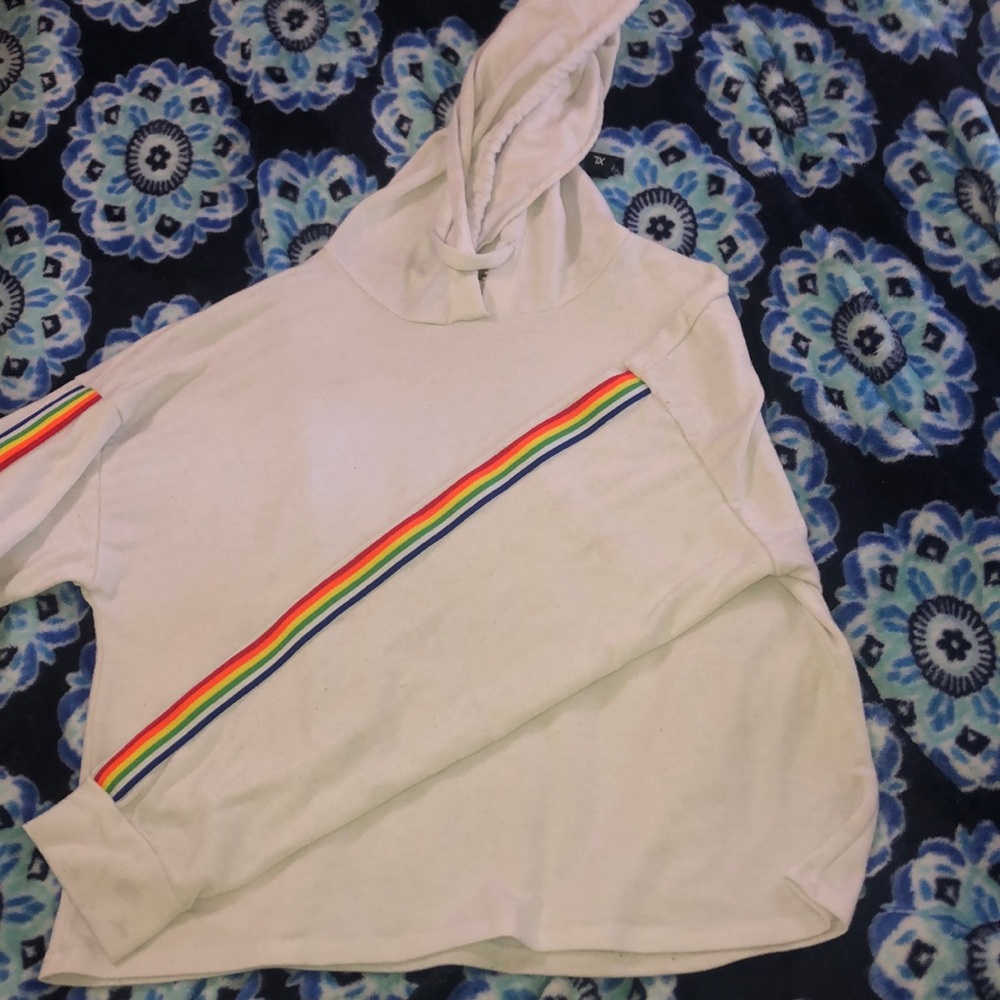 Cropped rainbow stripe hoodie